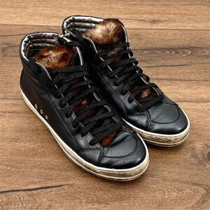 P448 Women's 8.5 US 39 EU High-Top Leather‎ Sneakers Fur Lined Streetwear Shoes
